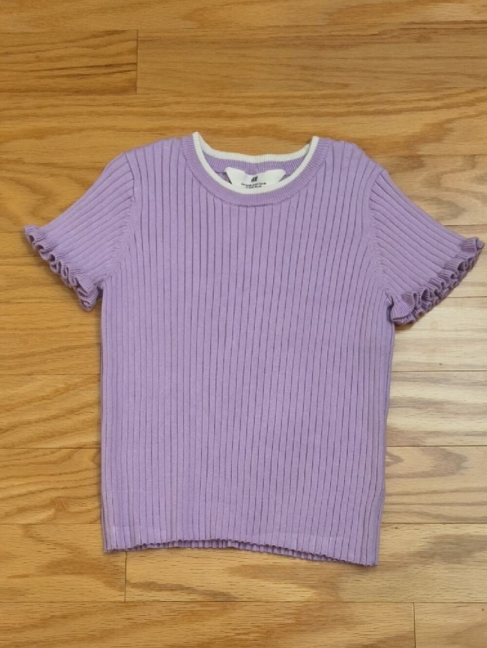H&M Lavender Ribbed Short Sleeve Sweater Size 6X/7 GU